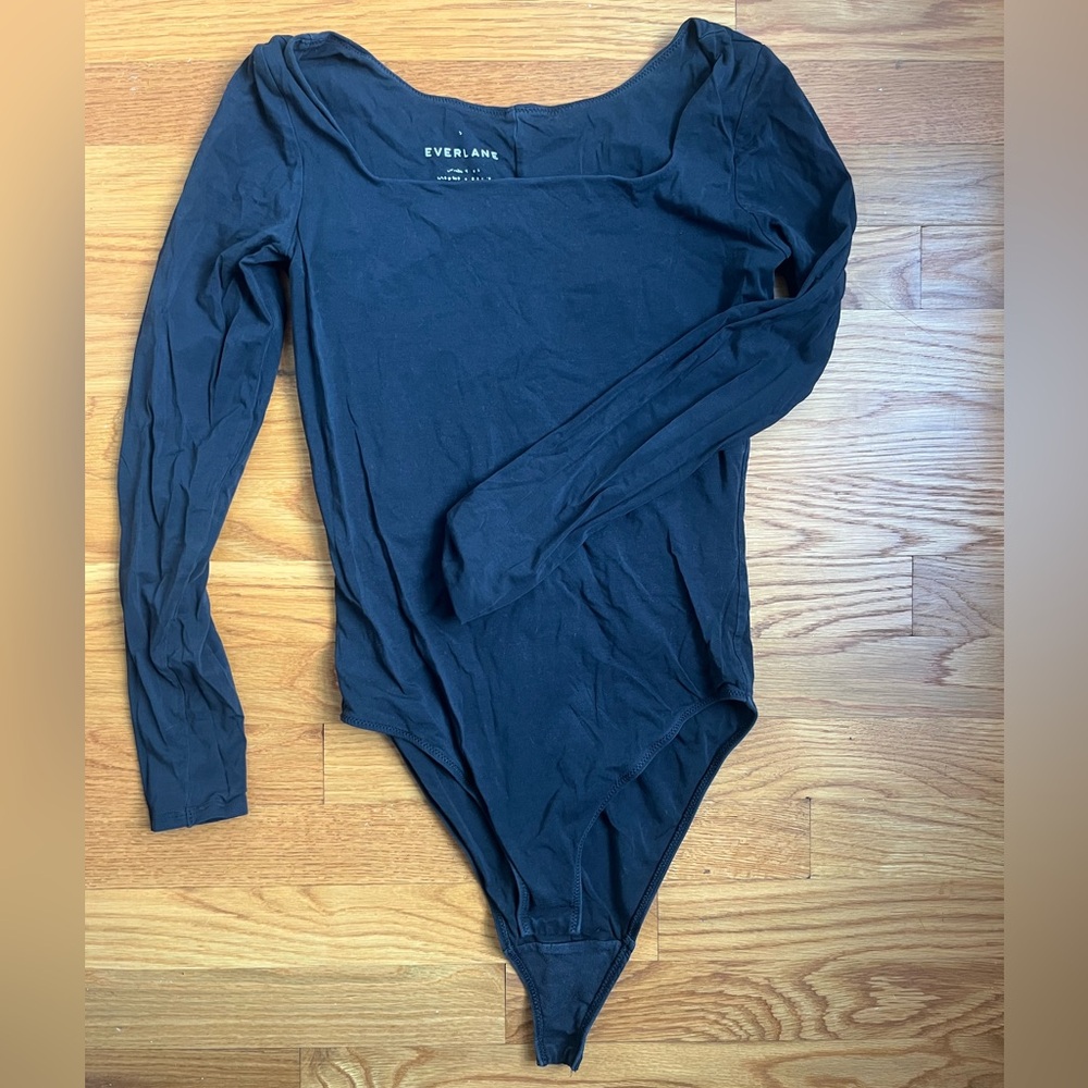 Everlane Women's Black Long Sleeve Bodysuit